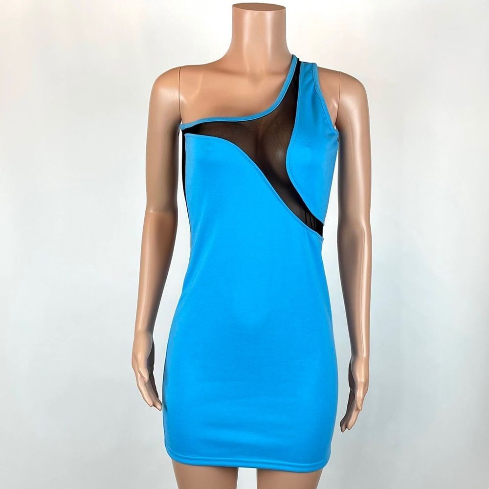One shoulder colorblock dress